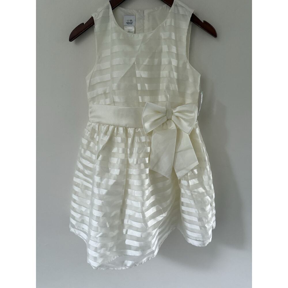 Vtg Sears Special Edition Girls Party Holiday Dress Size 14 Ivory Short Sleeve